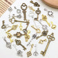 100 Pack Vintage Key Charms Antique Style Bronze Brass for DIY Jewelry Pendant