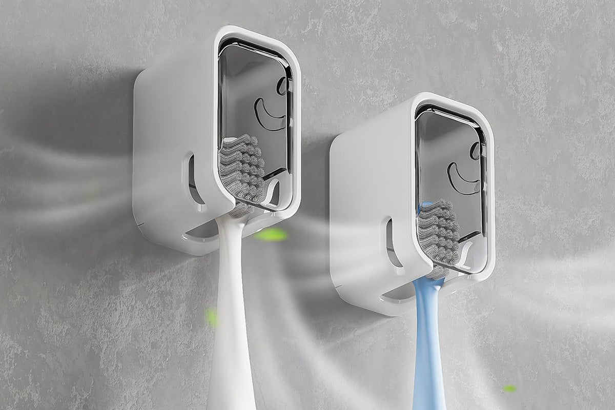 2Pcs Toothbrush Holders Wall Mounted Tooth Brush Holder with Cover for Shower
