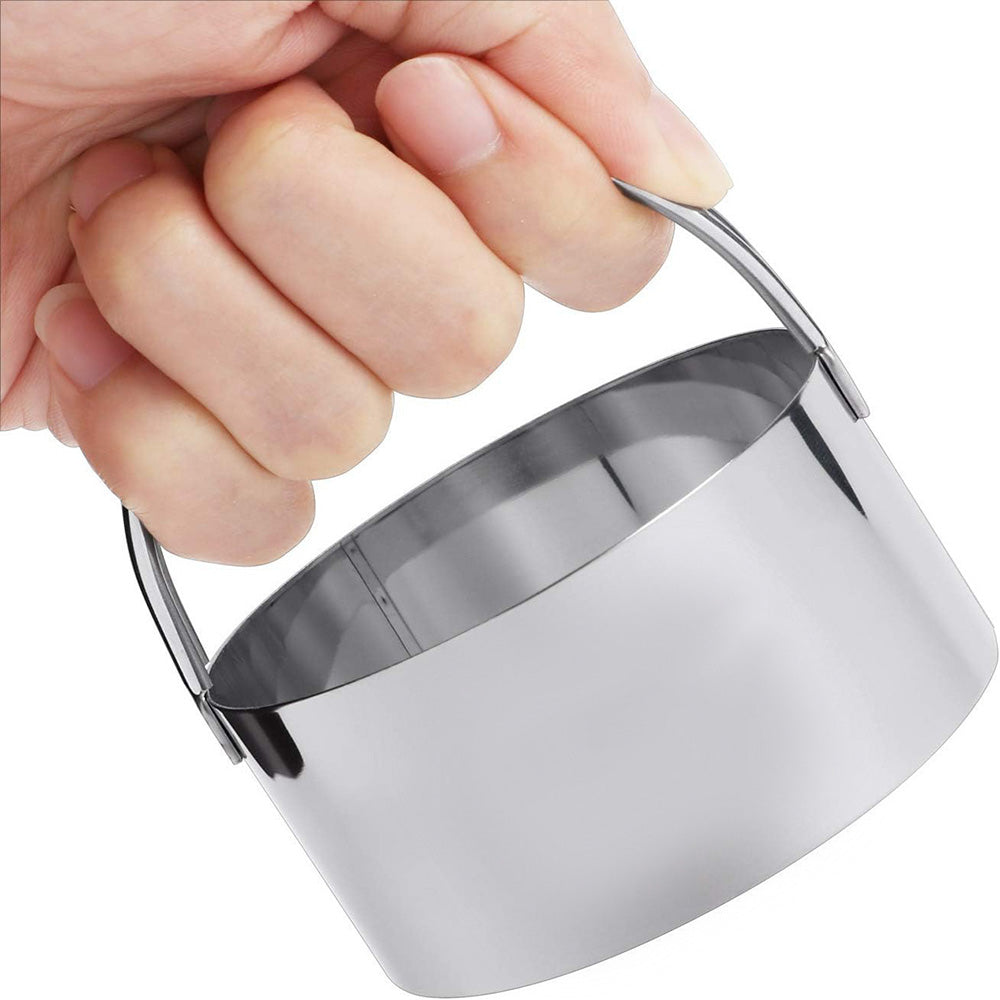 2X5 Pieces Stainless Steel Round Cookie Cutters with Handle Cake Baking Dough Tools