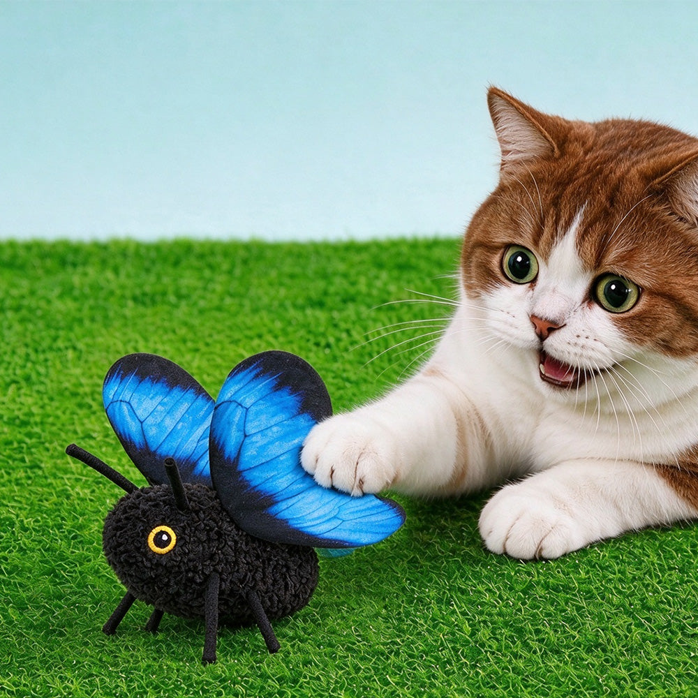 Electric Butterfly Cat Toy with Flapping Wings 3 Modes and Touch Activation