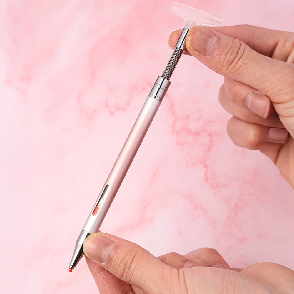 Dual Tip Rhinestone Painting Pen with Corrector and Viewing Window Pink