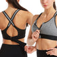 Adjustable Supportive Sports Bra with Front Zipper for Women-Grey