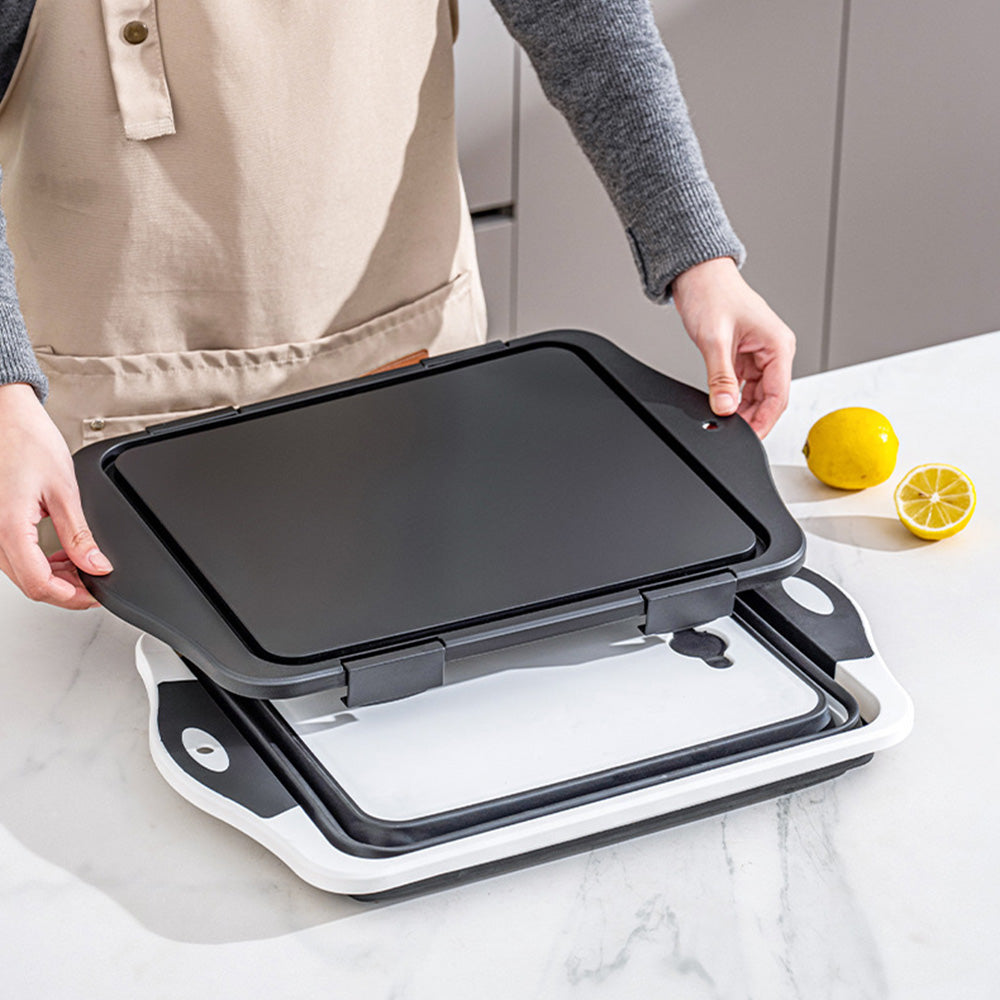 3 in 1 Foldable Cutting Board Colander and Food Prep Container