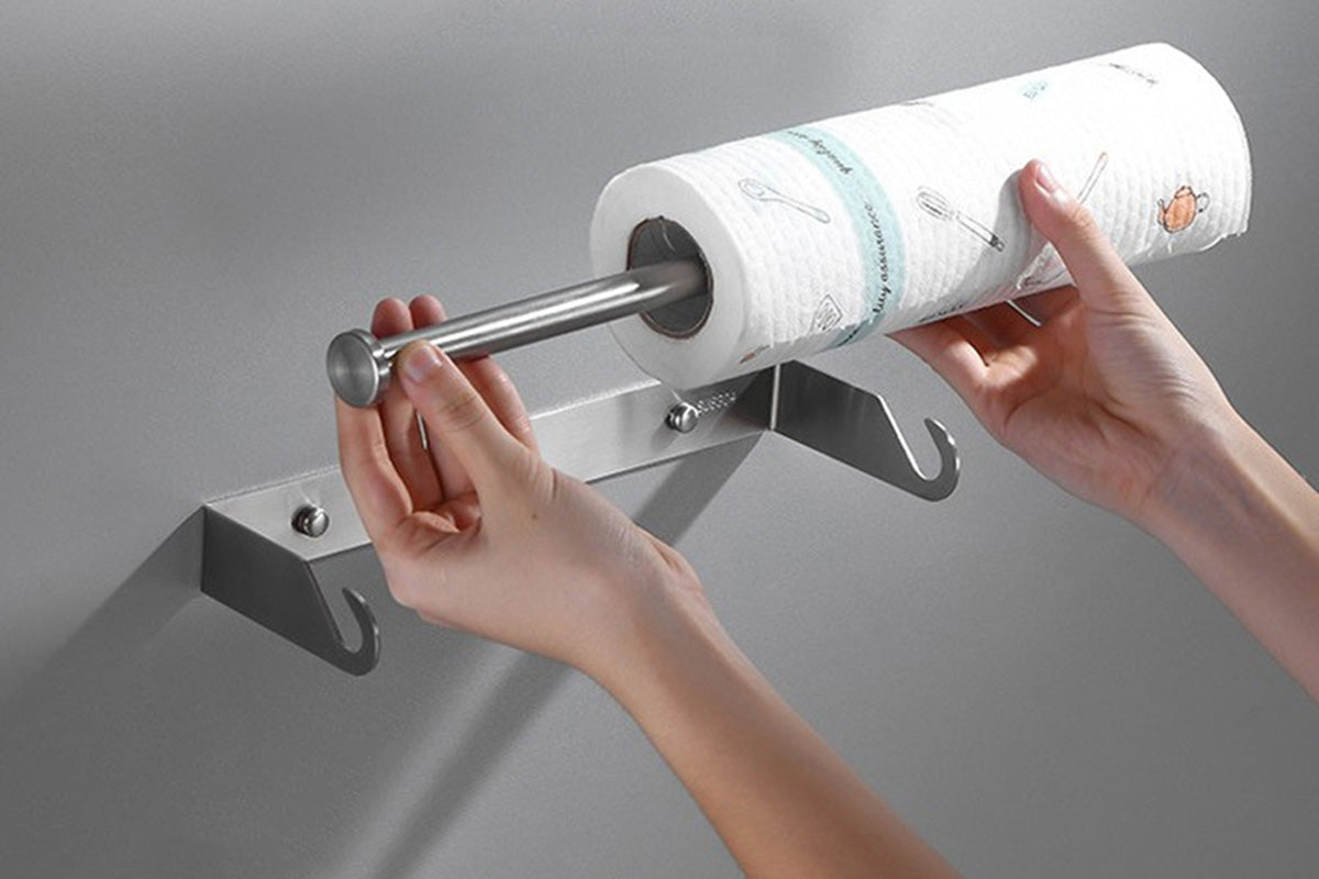 Paper Towel Holder Under Cabinet Wall Mount Stainless Steel Rack Towel Organizer