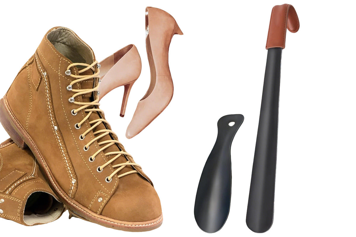 2 Pcs Metal Long Handle Shoe Horn Set for Men and Women