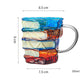 Painted Book Stack Coffee Mug Vintage Novelty Glass