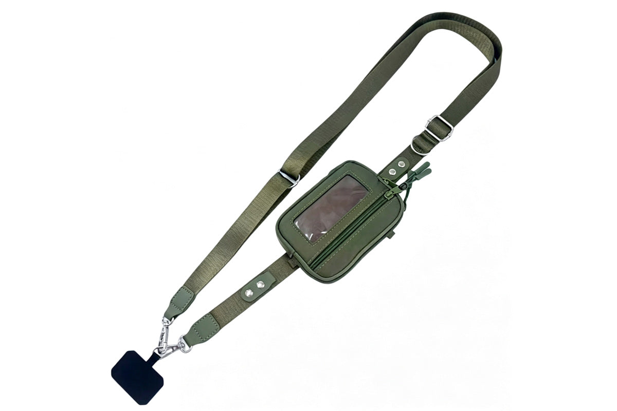 2-in-1 Phone Crossbody Strap Clear Window Card Wallet Pouch Travel Adjustable Shoulder Strap Bag