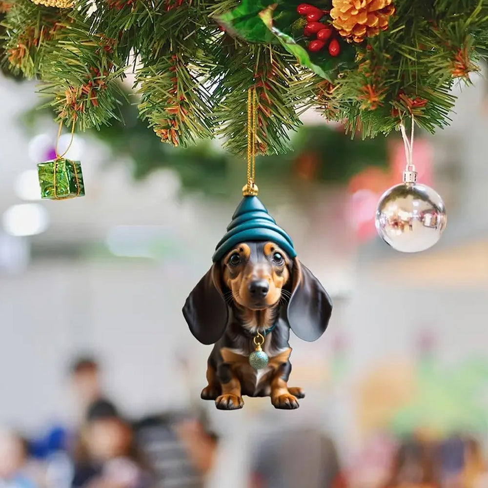 Merry Christmas Dachshund Dog Christmas Ornaments 7Pcs for Christmas Tree Hanging Decoration
