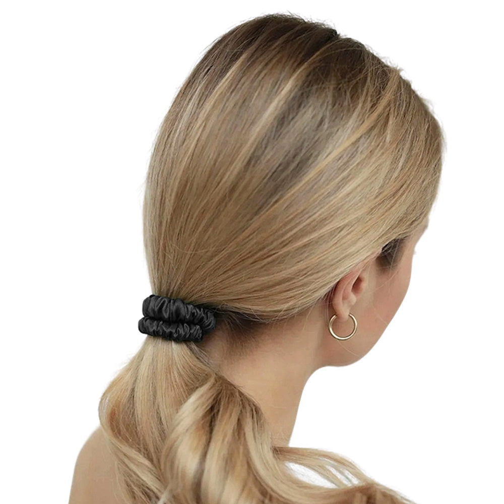 4 Pack 19 Momme Mulberry Silk Scrunchies Elastic Hair Ties for Women