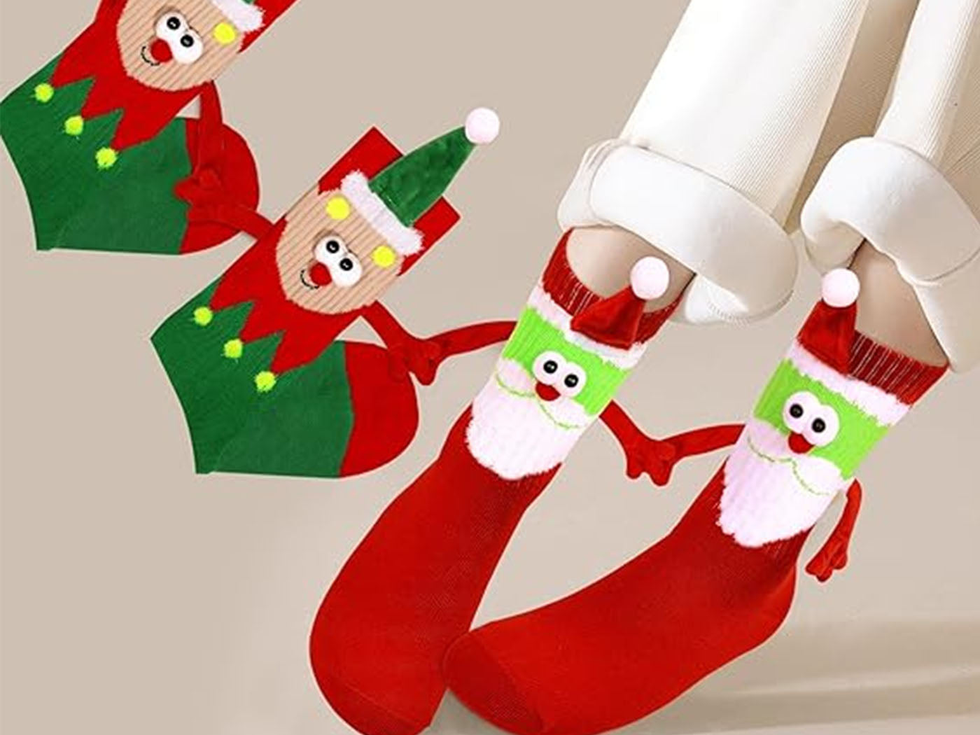 4-Pairs Funny Holding Hands Christmas Socks