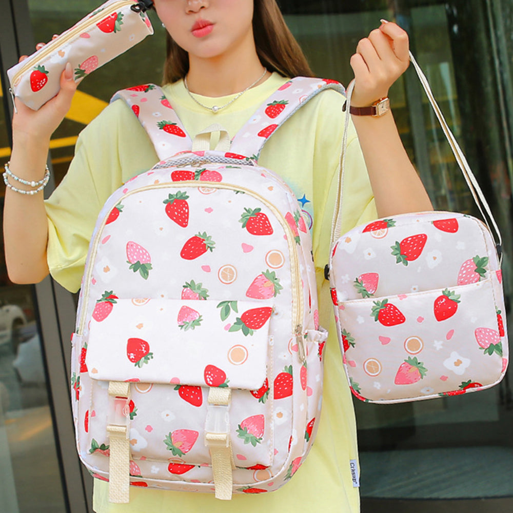 3Pcs Set Kids Backpack With Lunch Bag Pencil Bag Nylon Lightweight School Backpack