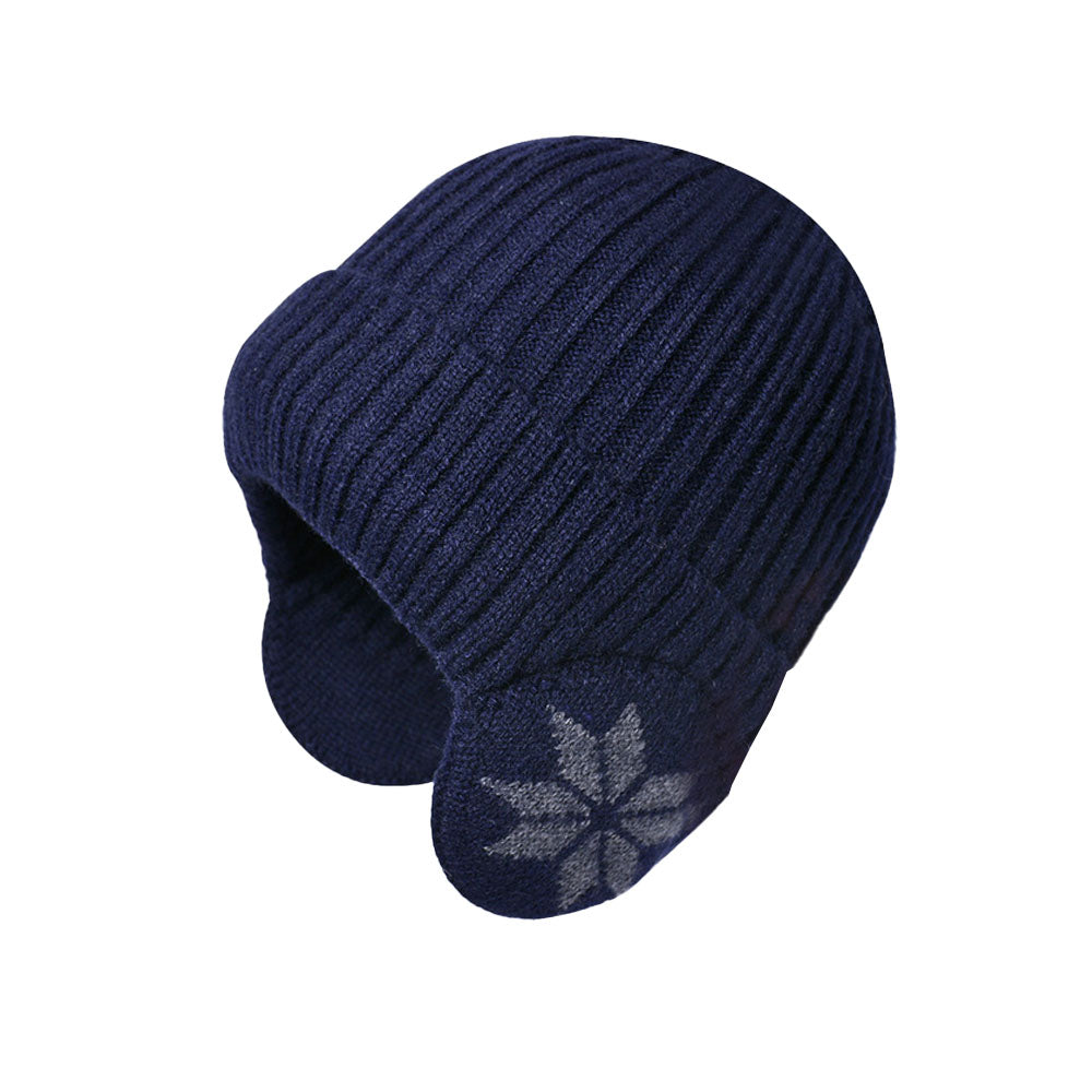 2-in-1 Warm Knitted Ear Flap Beanie Knitted Hat