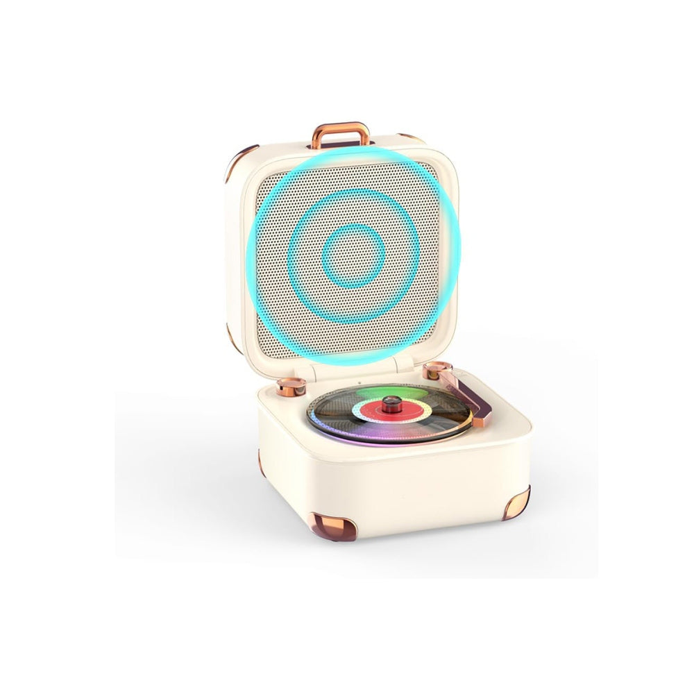 Vintage Vinyl Speaker with Colorful Lights Bluetooth Speaker for Bedroom Compatible with Computers & Phones