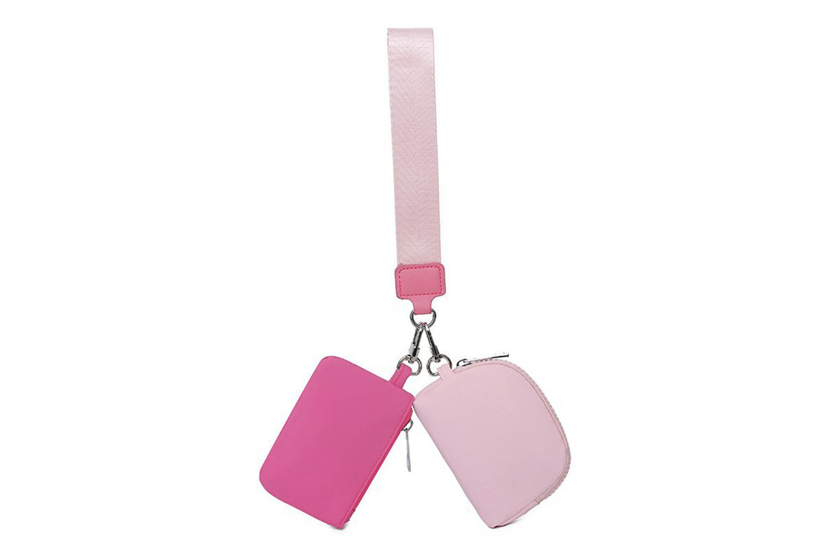2-In-1 Dual-Pouch Wristlet Zipper Pouch Set Wallet Coin Purse Card Holder