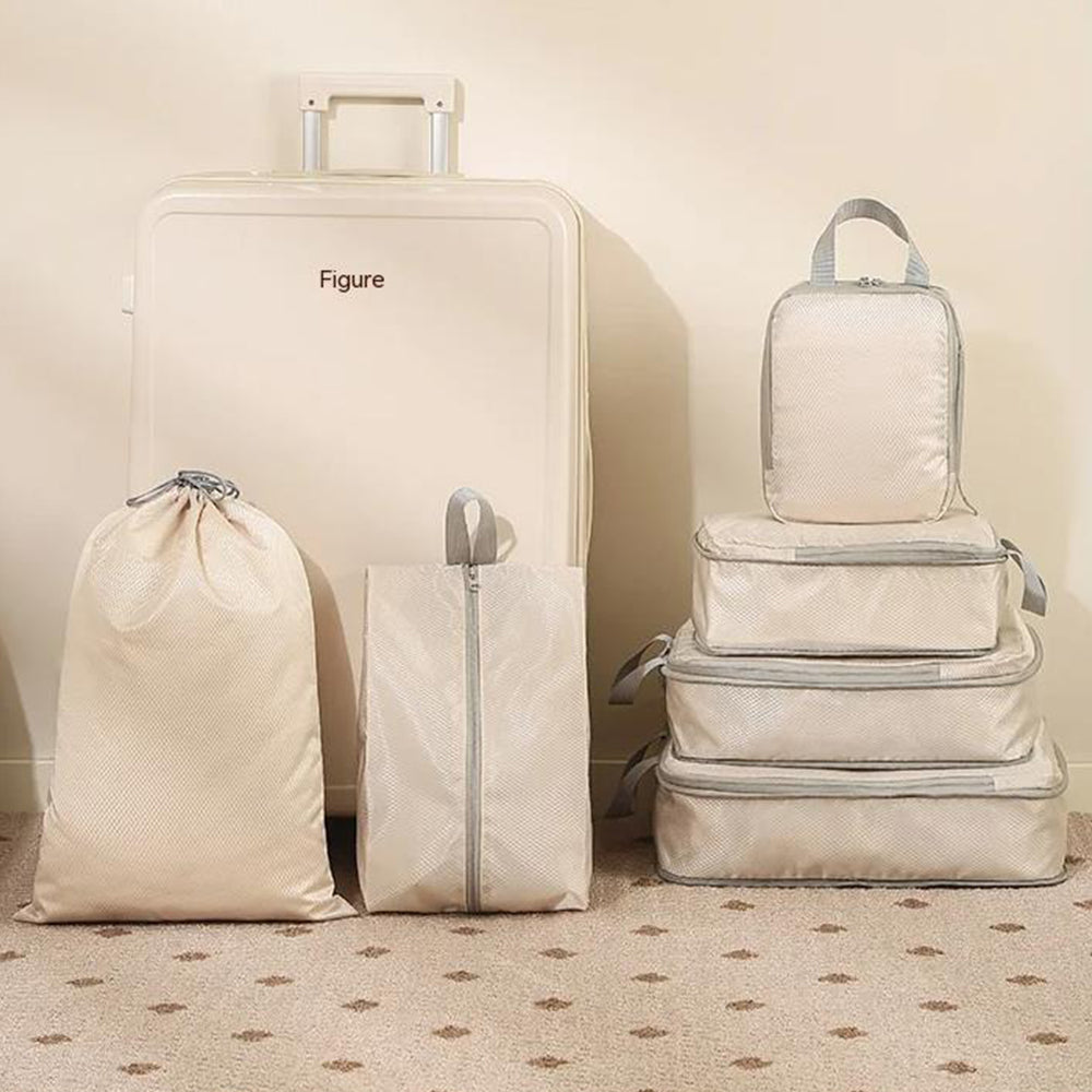 6Pcs Travel Luggage Compression Packing Cubes Storage Bag