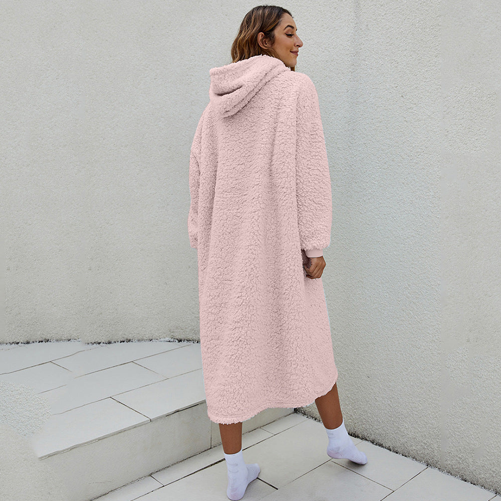 Reversible Faux Shearling Hooded Blanket