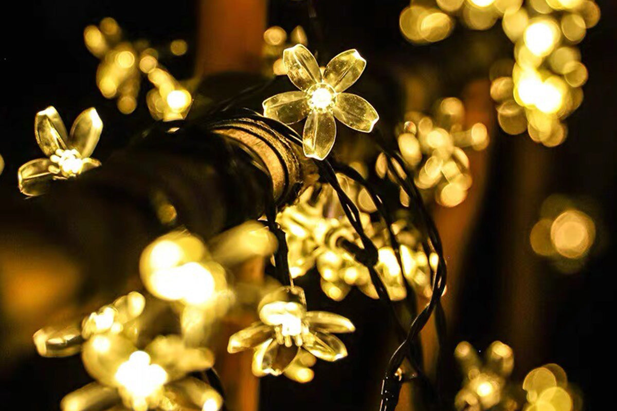 Outdoor Solar String Flower Lights Fairy Lights for Garden and Christmas Decoration