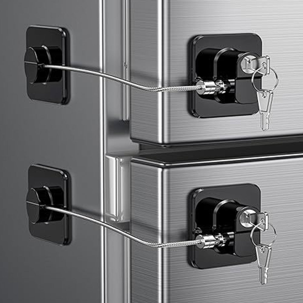 2 Pack Mini Little Ones Security Fridge Lock with Keys No-Drill for Drawer Window