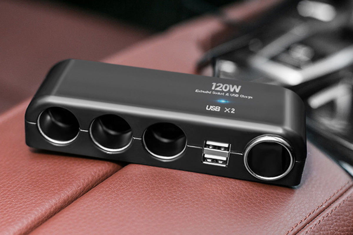 6in1 Car Charger with Dual USB and Cigarette Lighter Socket for 12V 24V Vehicles