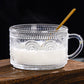 2PCS Vintage Embossed Coffee Mugs With Lid And Spoon For Tea Milk