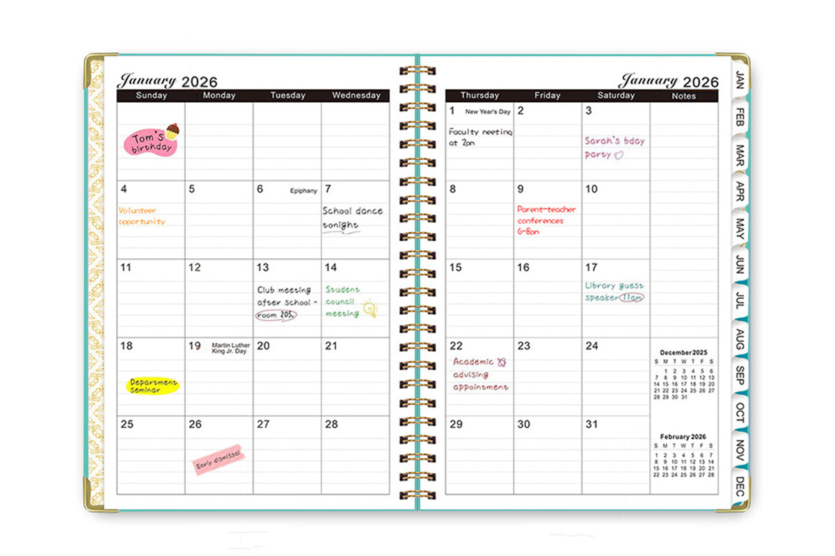 2026 Planner Weekly Monthly A5 Daily Organizer January to December Calendar Notebook
