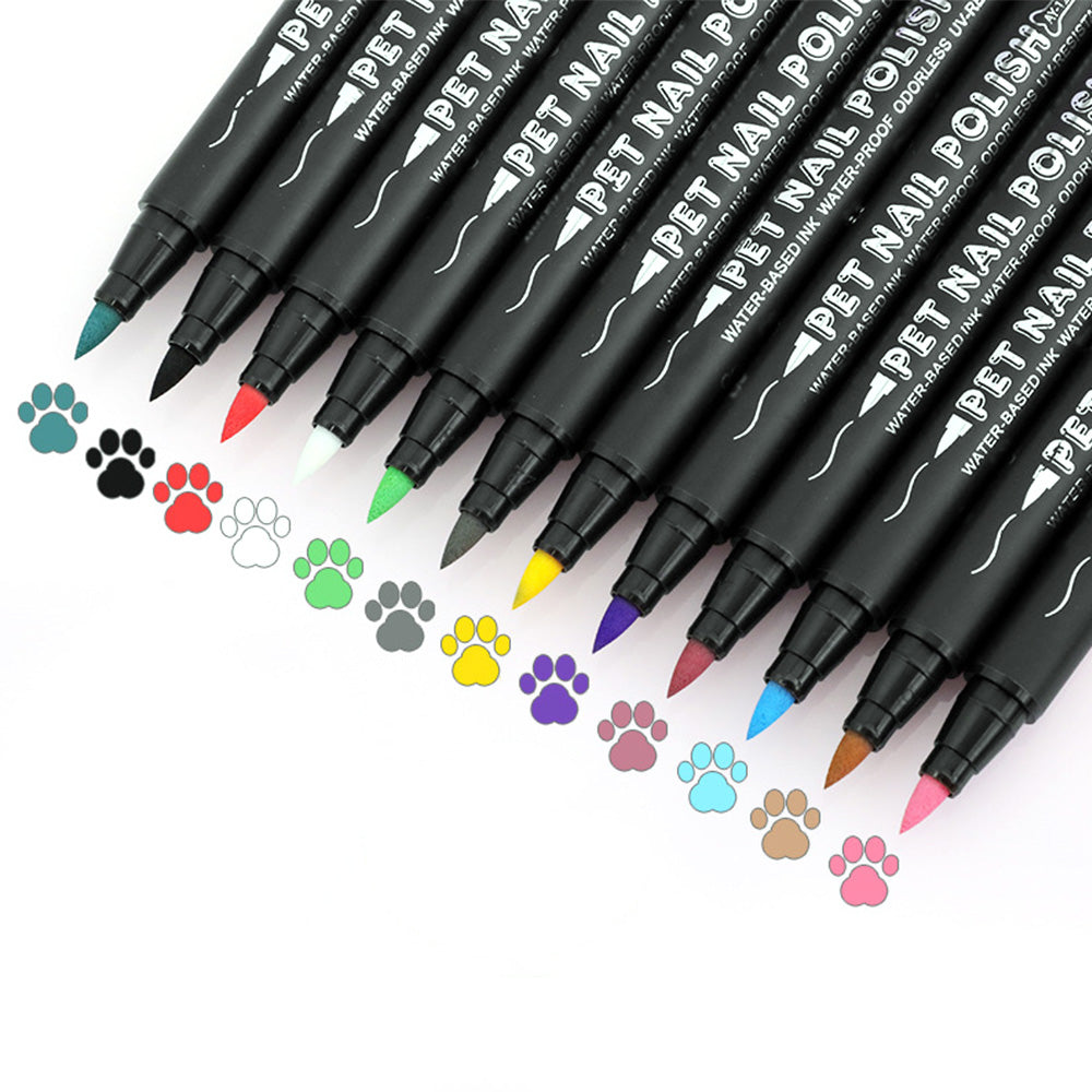 12 Colors Pet Nail Polish Marker Pens Set