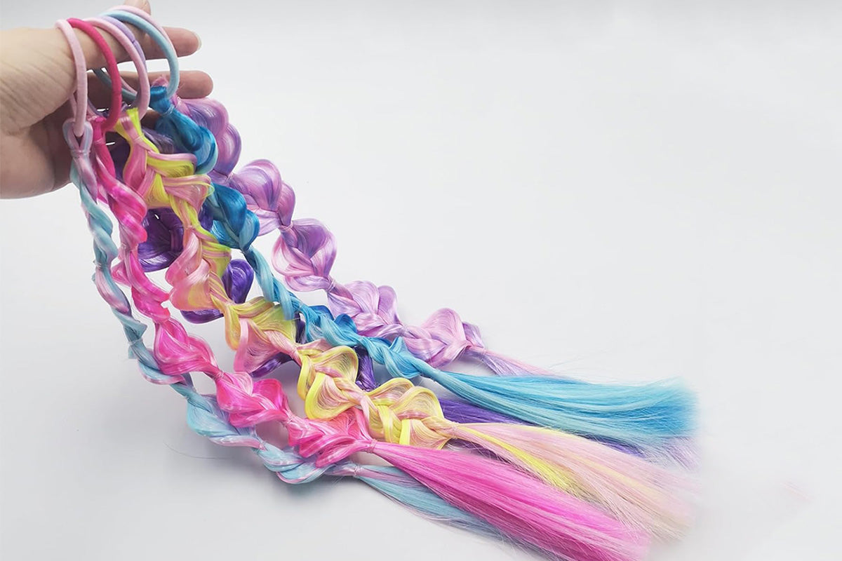 6pcs Girls Braided Hair Extensions Cute Ponytail Accessories for Daily Wear
