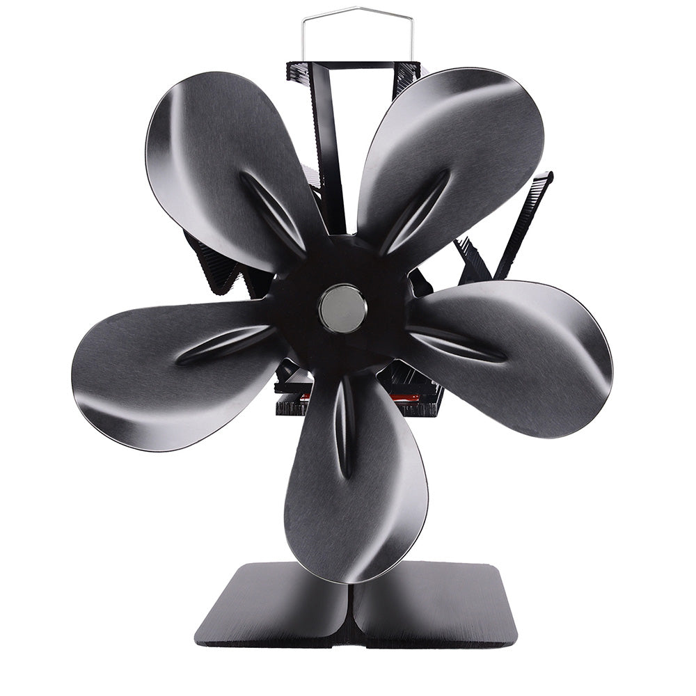 5-Blade Fireplace Fan Heat Self-Powered Wood Stove Top Burner