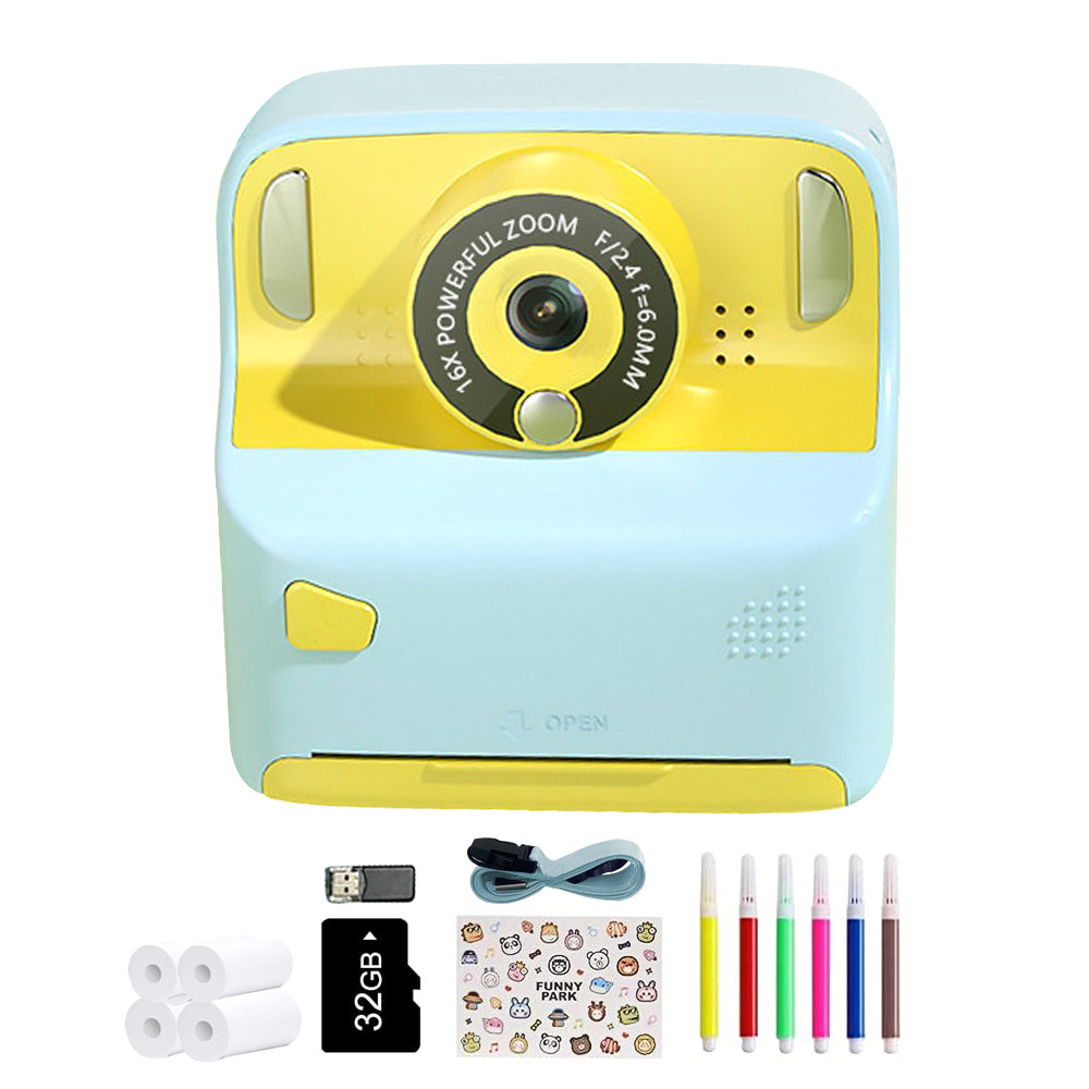 Kids Instant Print Camera with 32GB Memory Card and 5 Rolls Print Paper