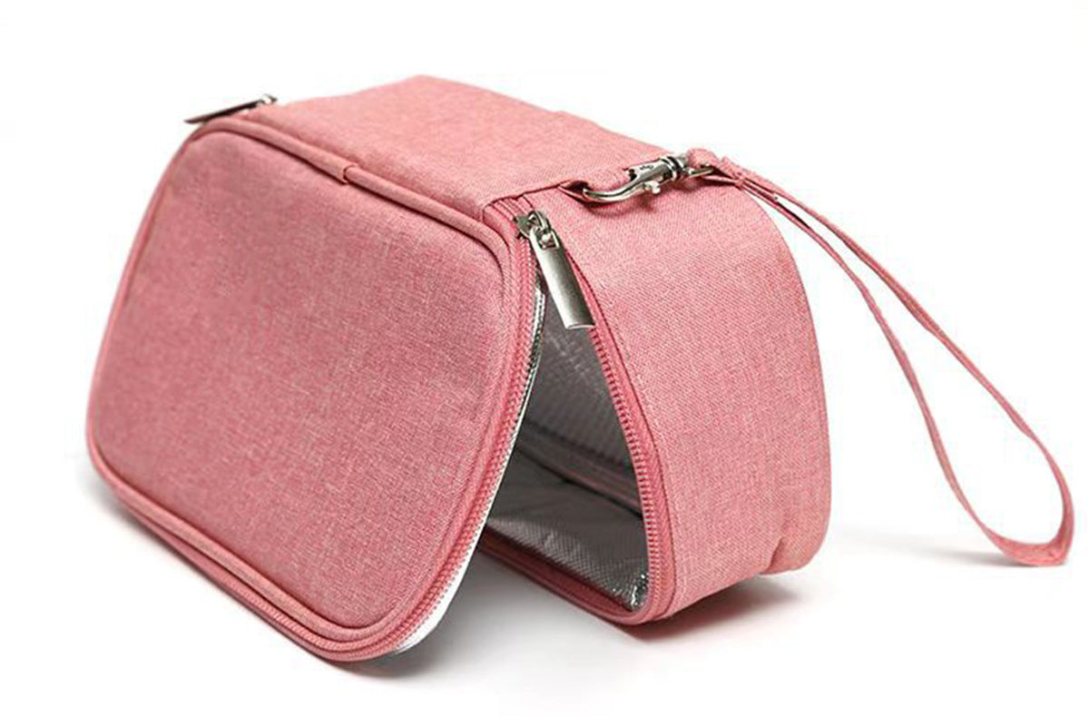 Insulated Insulin Cooling Bag Multi-Layer Medical Cooler for Diabetes Travel -Pink