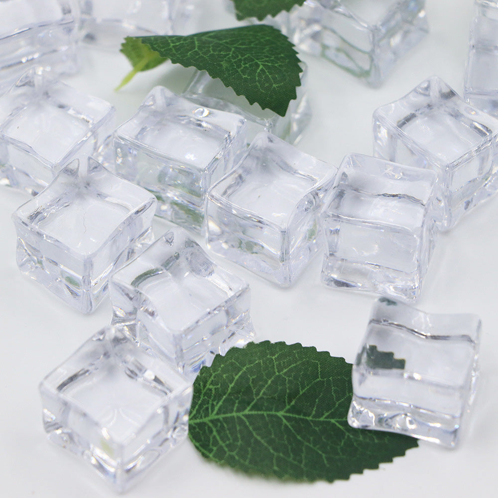 25 Pack Clear Simulated Ice Cubes for Drink Reusable Ice Cubes for Decor Home Bar Parties