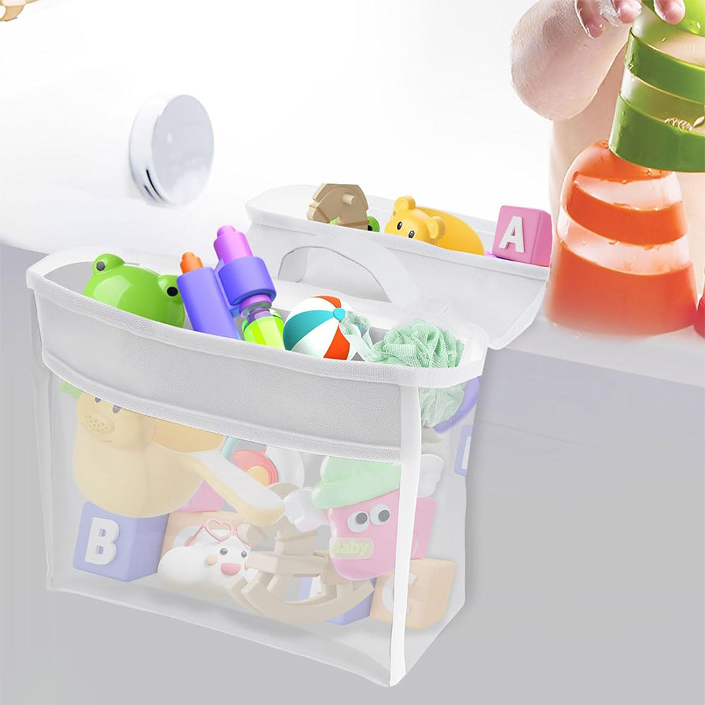 2 Compartments Bath Toy Organizer Bath Tub Toy Storage Organizer