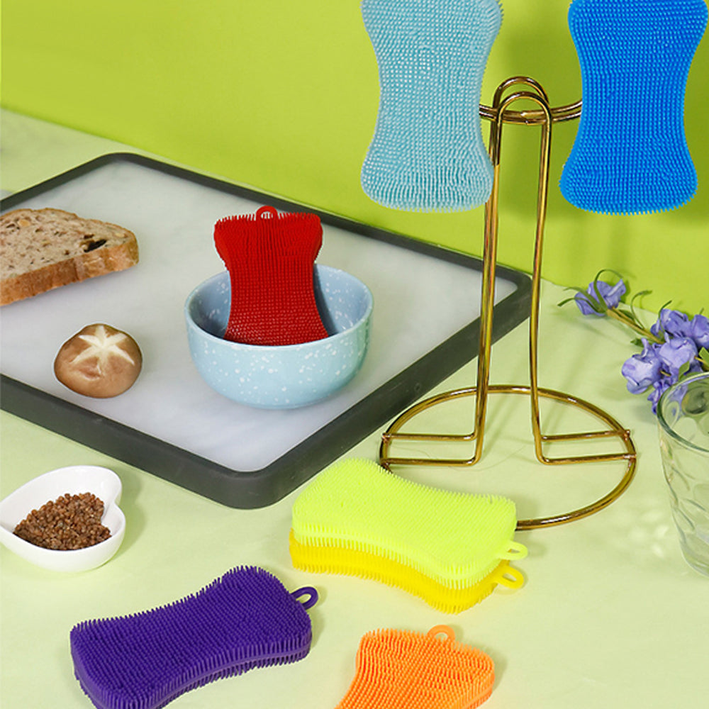 3PCS Home Kitchen TPE Scrubber Sponge Brush Dish Pot Pan Washing Cleaning Sponges