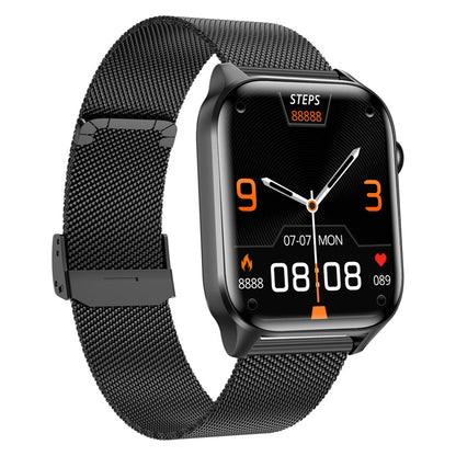 Water-resistant Smart Watch Bluetooth Heart Rate Fitness Tracker for Android iOS with Stainless Steel Watch Strap