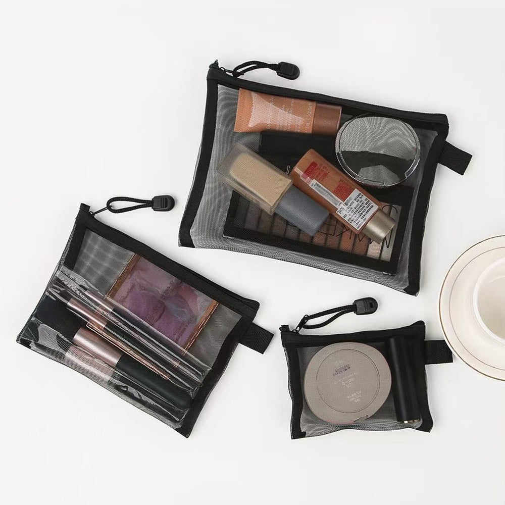 8 Piece Black Mesh Travel Organizer Bag Set in 4 Sizes