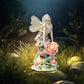 Solar Powered Angel Figurine Waterproof Resin Statue Light