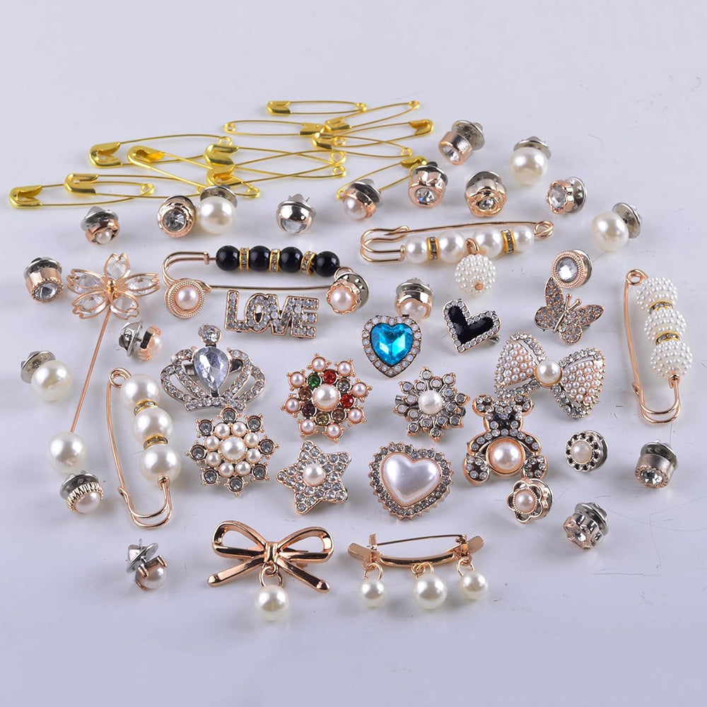 55Pcs Charms for Socks Pin Brooch Gold Bling Sock Jewelry Charms for Women