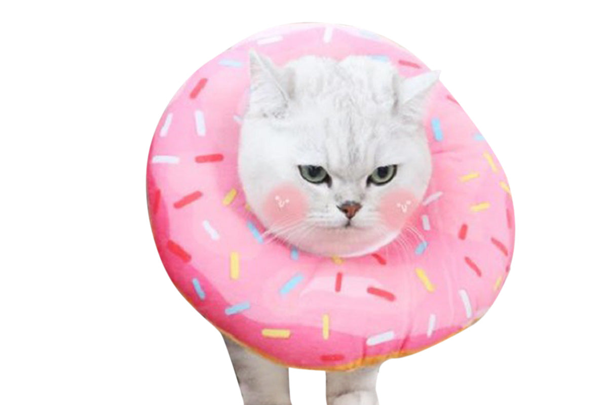 Cat Cone Soft Collar Adjustable Kitten Recovery Cones Cat Donut Collar-Pink