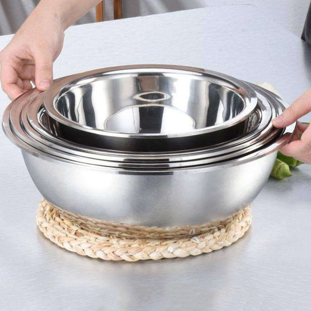 5 Piece 410 Stainless Steel Colander and Mixing Bowl Set 22 to 30cm
