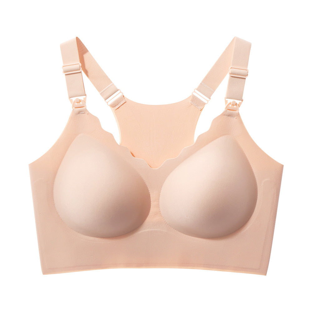 Seamless Bra for Women Adjustable Wirefree Bra for Sport Daily Wear-Beige
