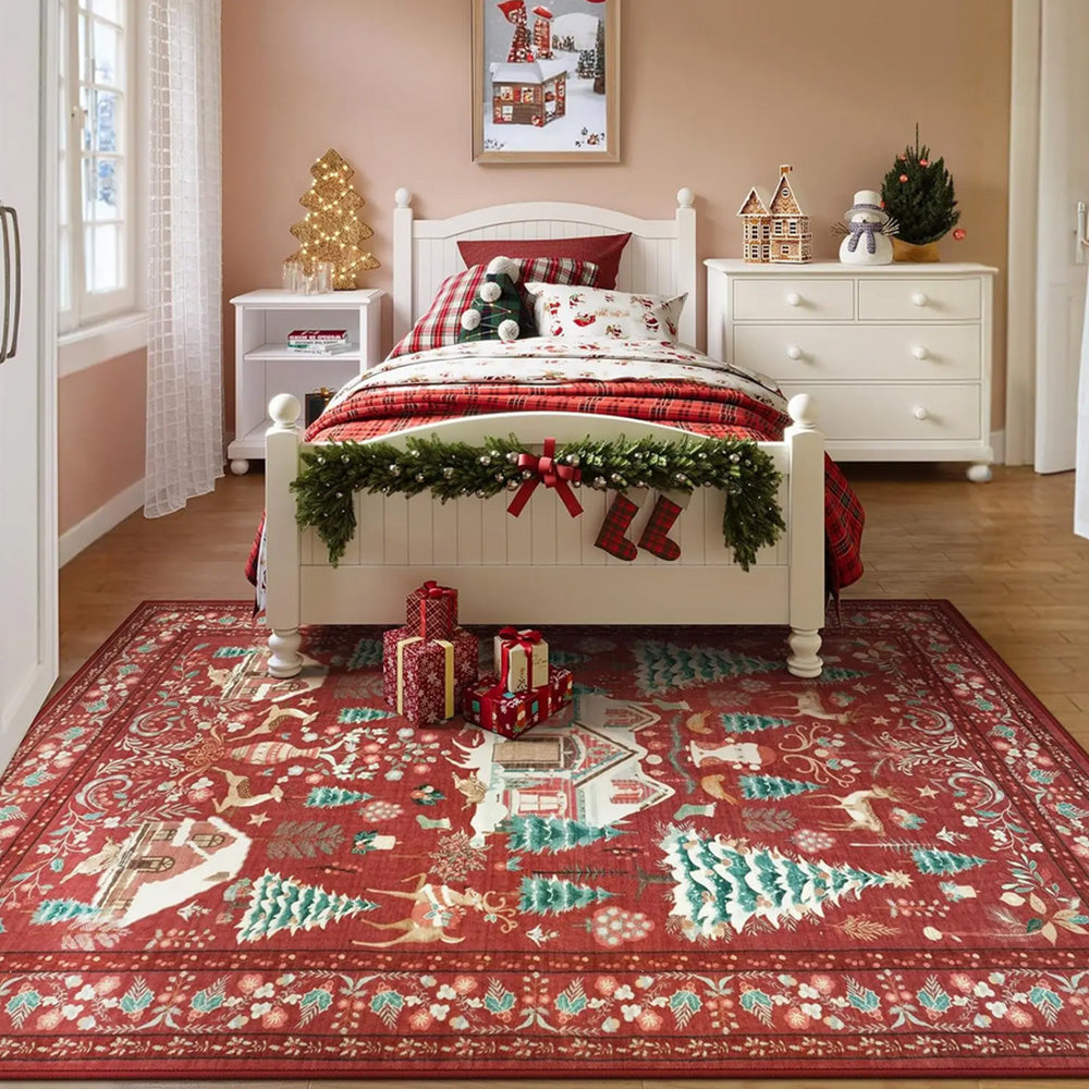 Vintage Christmas Crystal Velvet Area Rug Living Room Floor Mat-Style 1