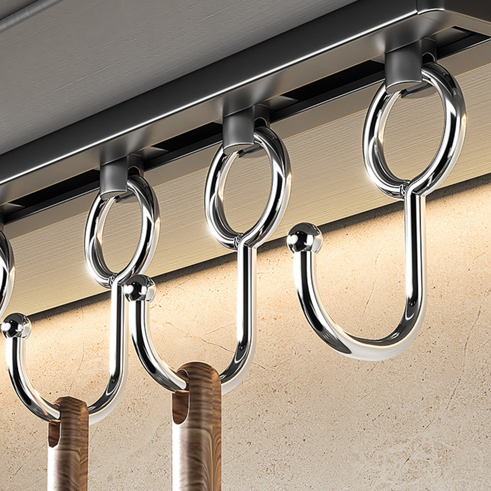 Stainless Steel Wall Mounted Kitchen Hooks Rack No Drill Utensil Organizer