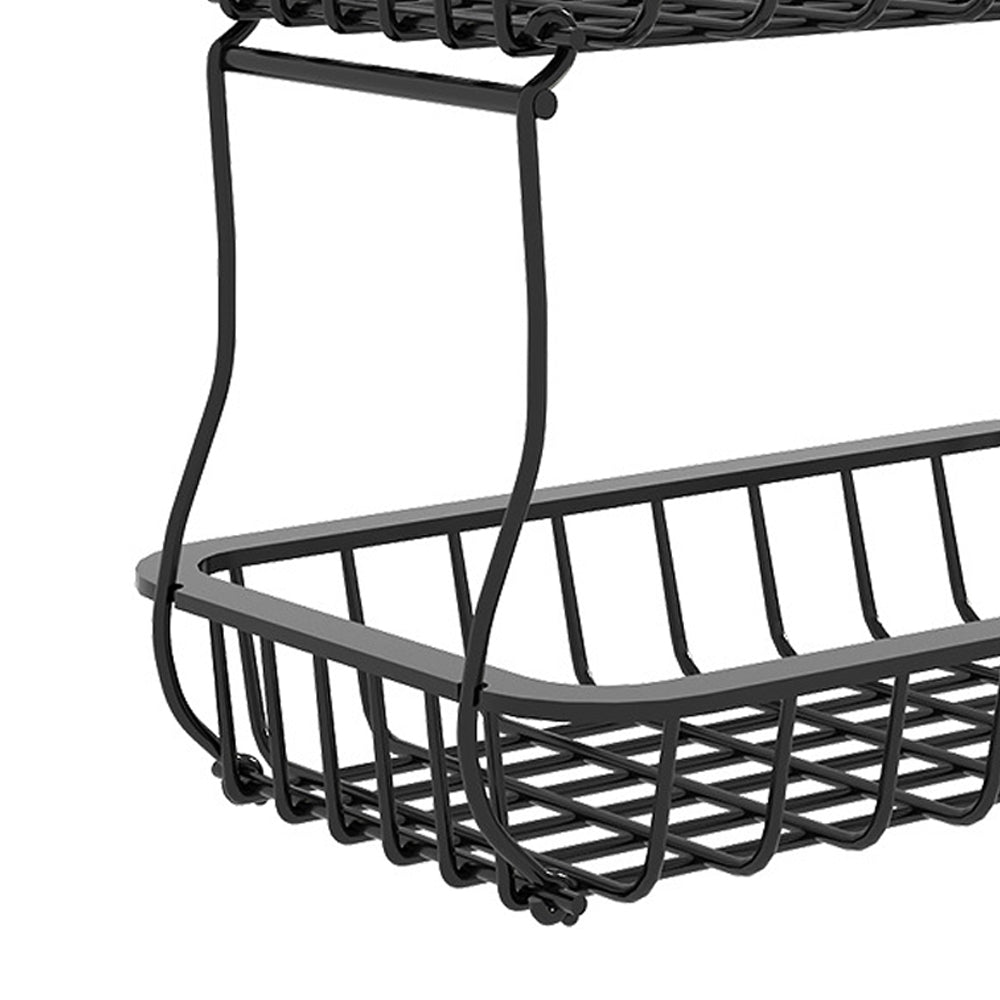 2-Tier Countertop Fruit Basket Rectangular Storage Stand for Kitchen