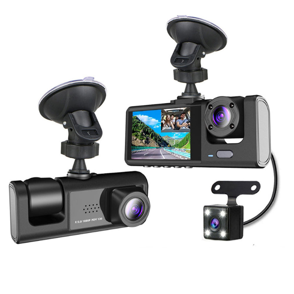 Car Dash Cam Front and Rear Inside 3 Cameras 1080P Car Rearview Mirror