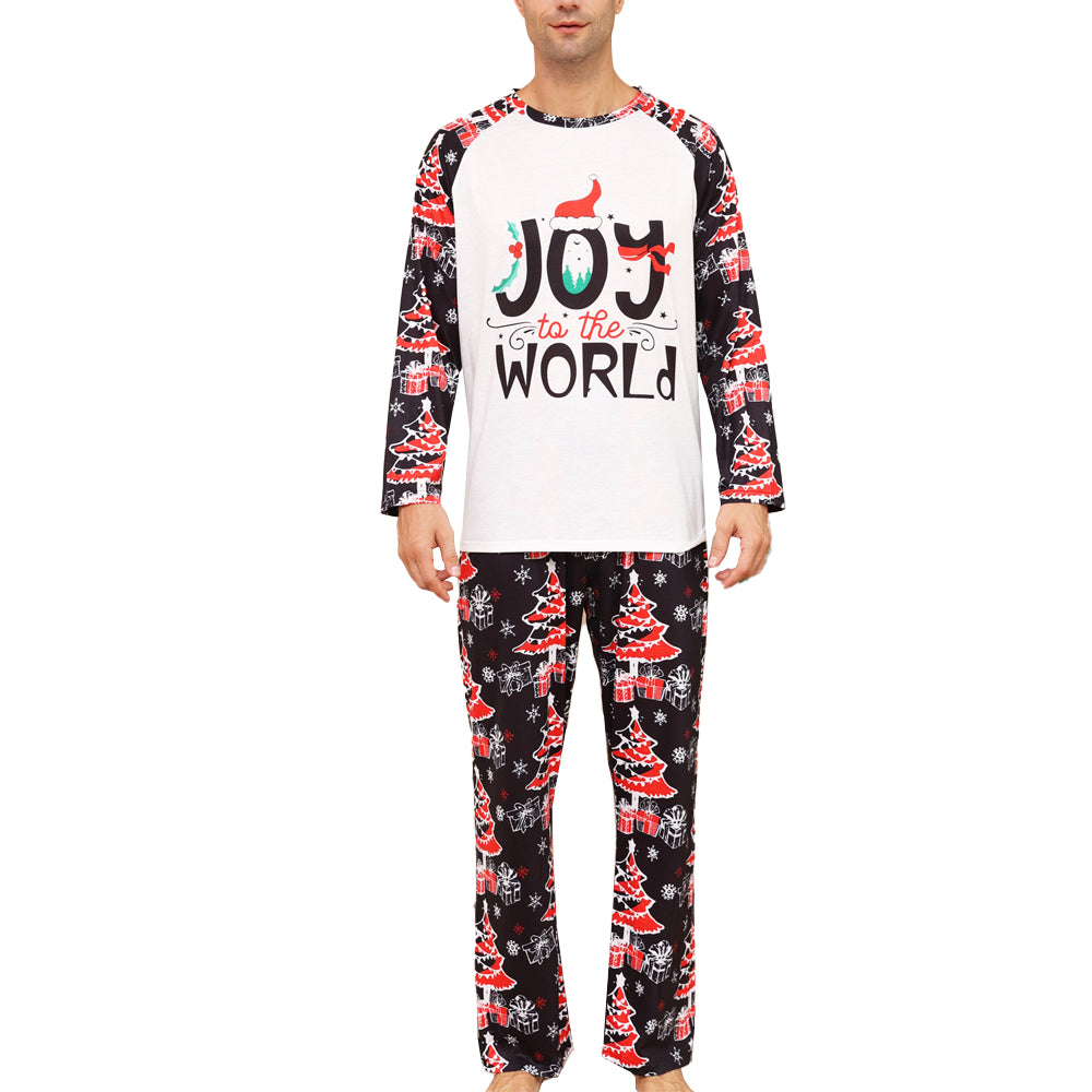 Family Matching Outfits Christmas Tree Snowflake Letter Printed Long Sleeve Pyjama Set