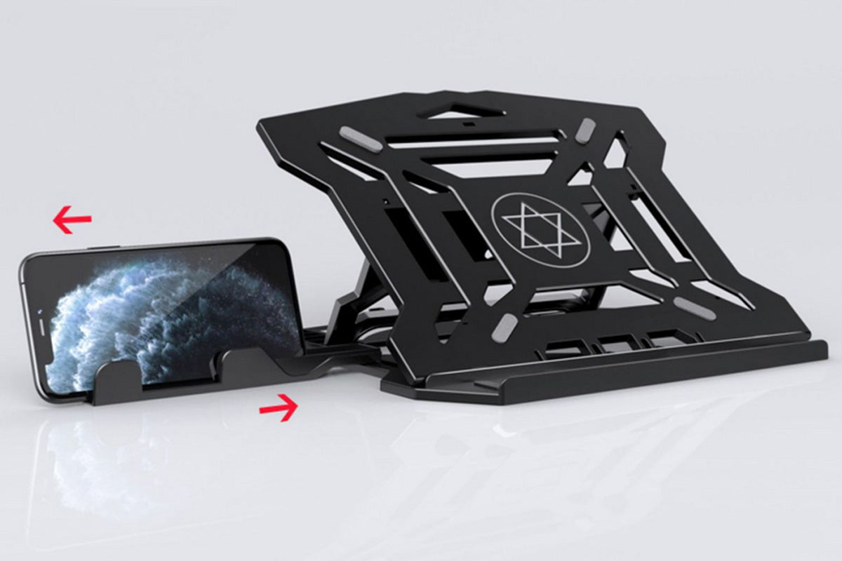 2 in 1 Adjustable Laptop Cooling Stand with Phone Stand Foldable Computer Holder