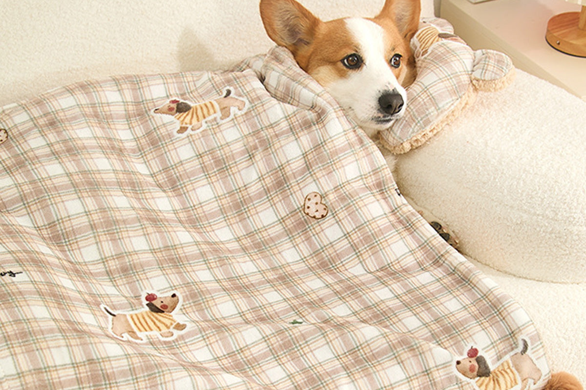 Pet Blanket U-Shaped Pillow Set Sherpa Fleece Warm Pet Throw Blanket Bed Mat for Dog Cat