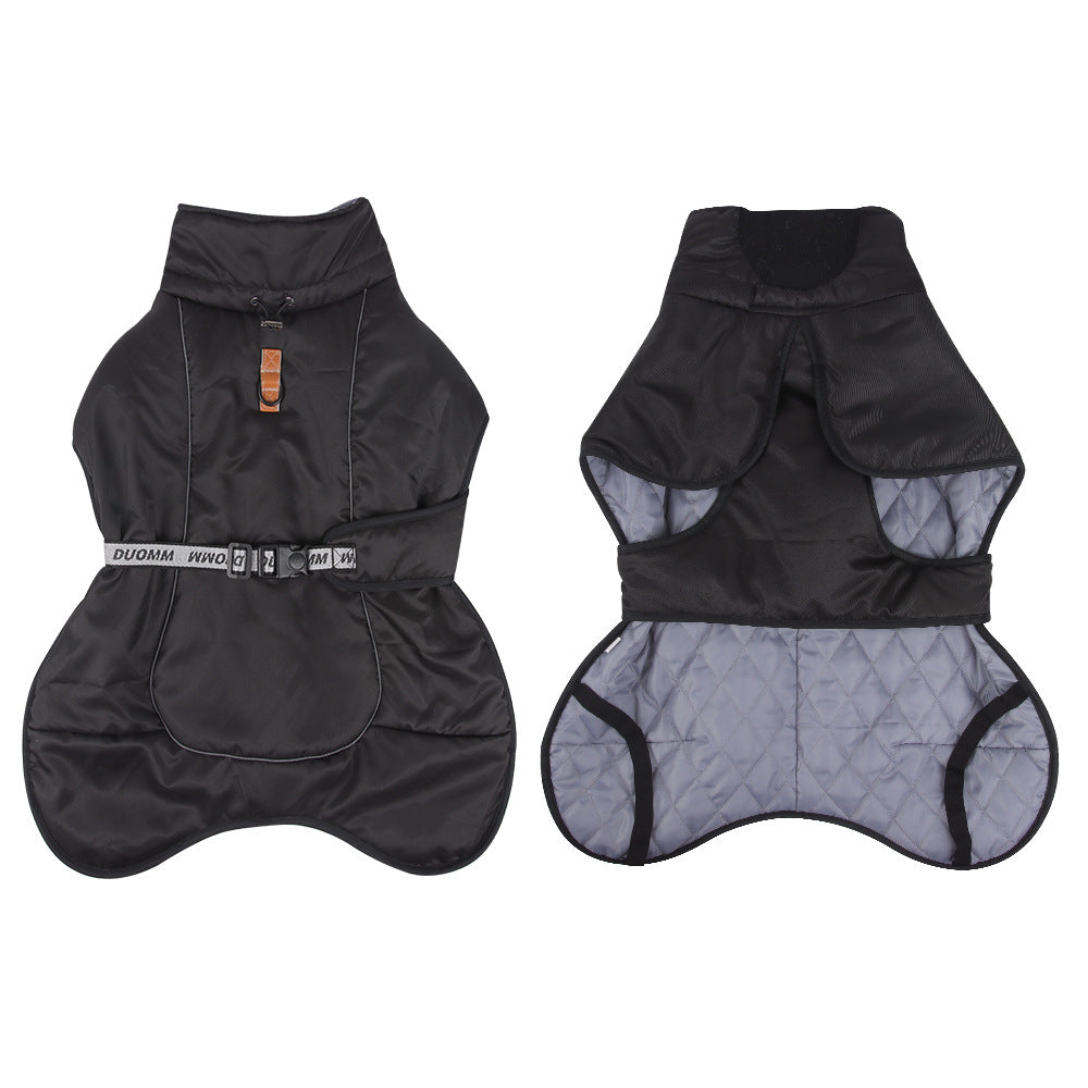 Waterproof Dog Jacket Winter Coat with Buckle and Reflective Strips-Black