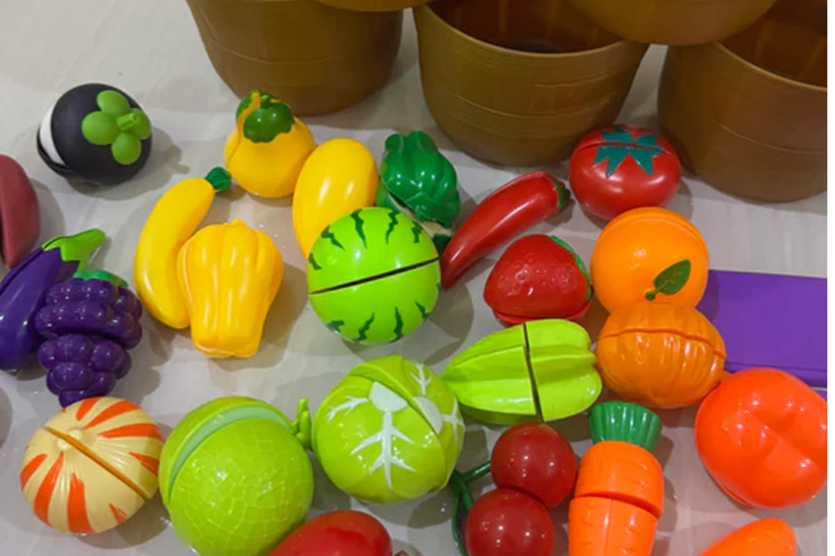 Pretend Play Food Set Cutting for Preschool Learning Kitchen Assorted Lot