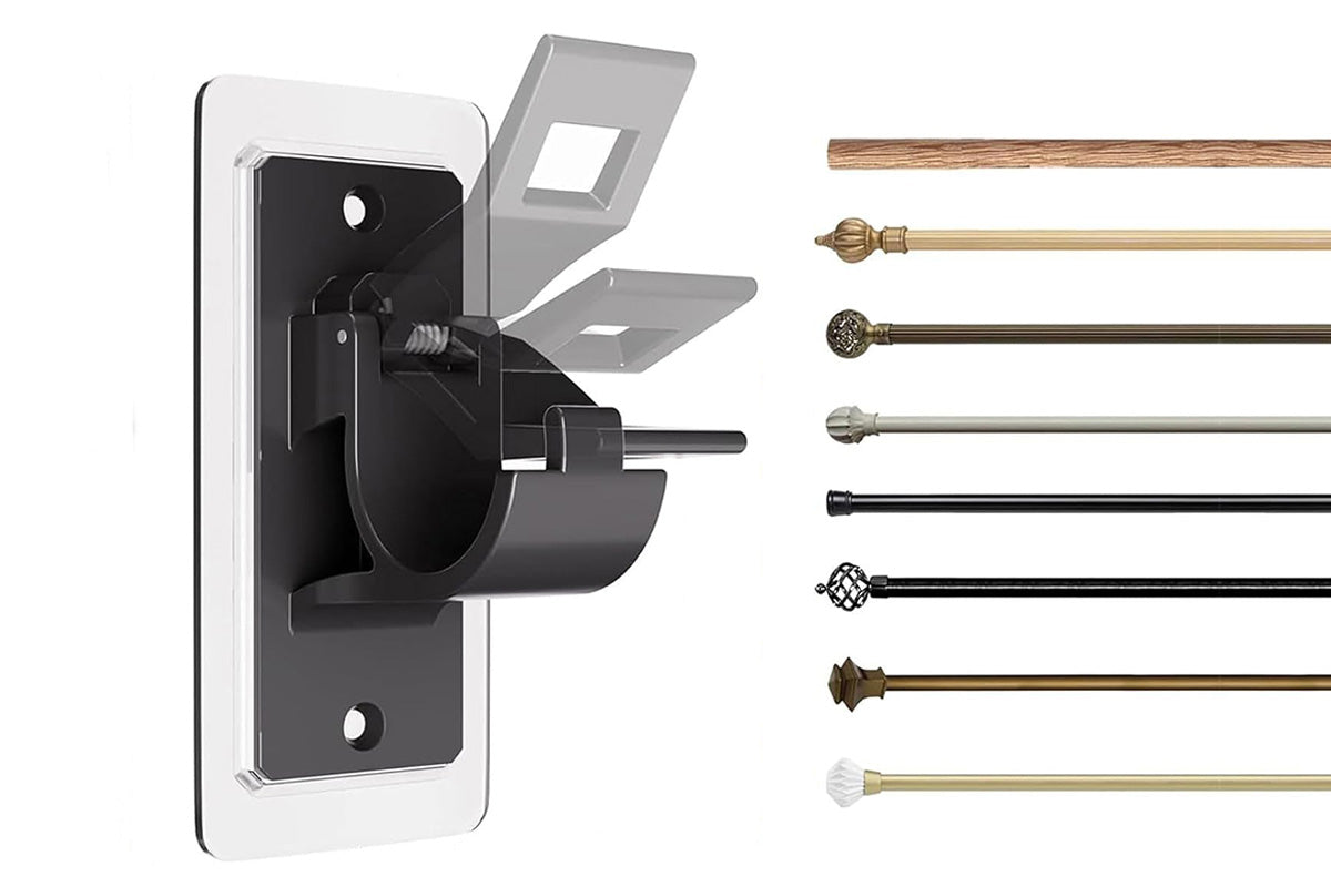 No Drill Self Adhesive Curtain Rod Brackets Transparent Invisible Holders for Curtains Towels